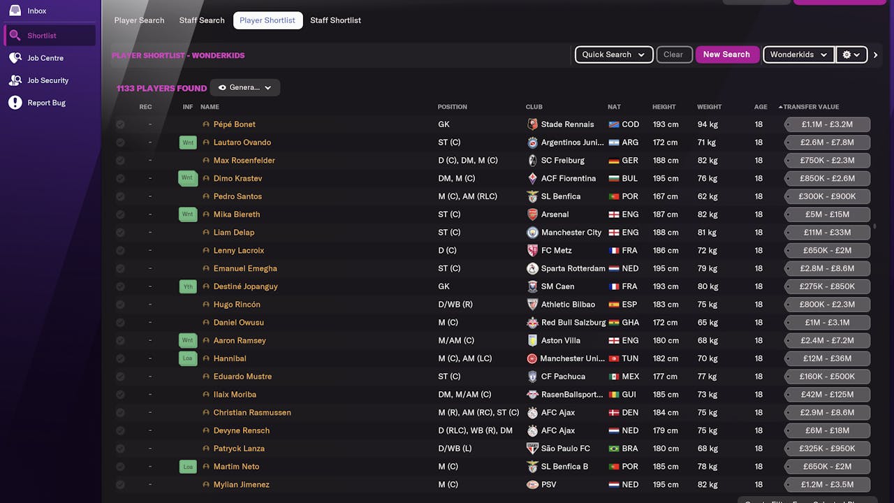 FM Base have released a shortlist file with over 1,000 FM22 wonderkids