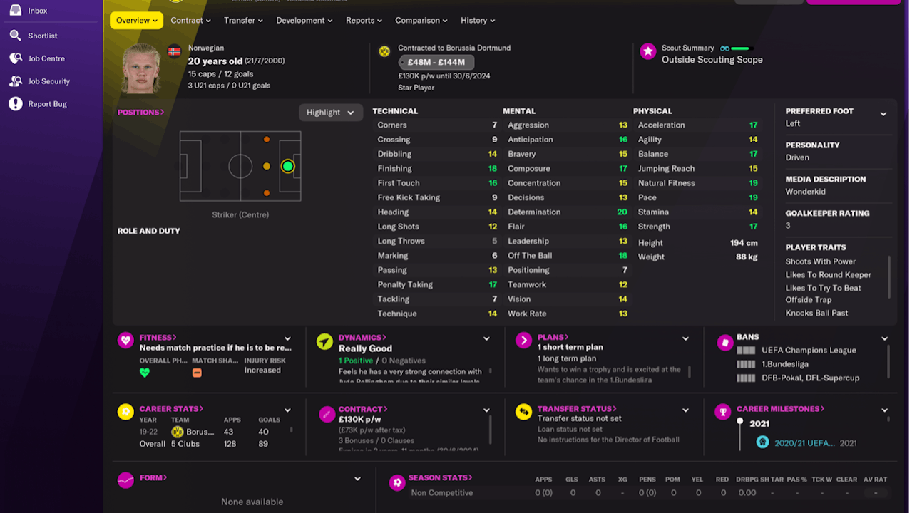 The obvious one: Erling Haaland is a machine in FM22