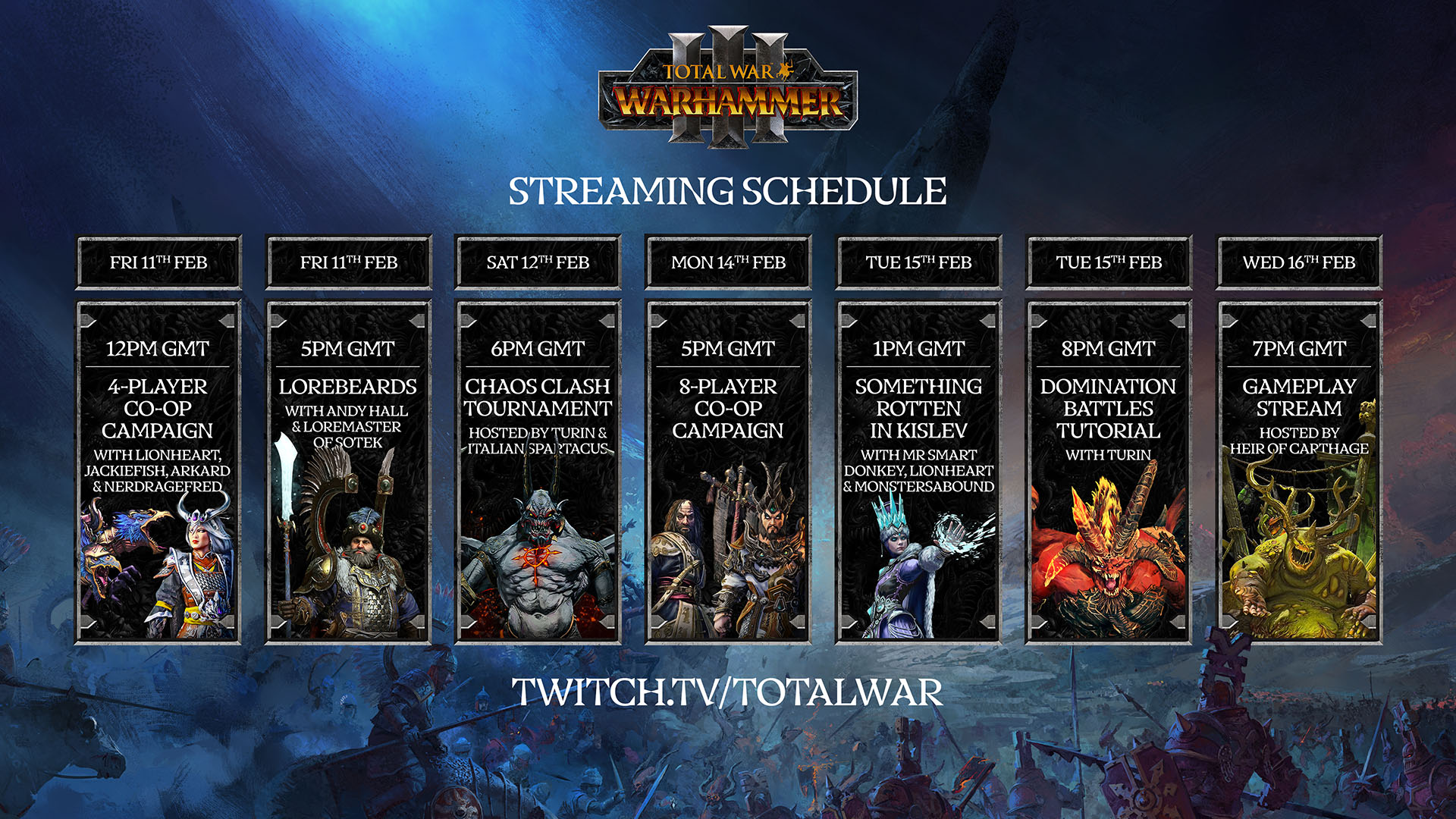 Total War Warhammer III Twitch Streaming Schedule Available Now