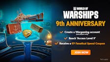 Chance to win a €9 spend coupon with World of Warships and Fanatical
