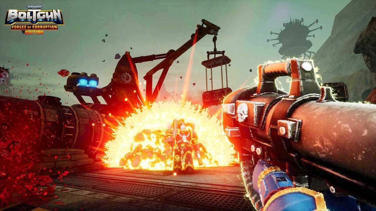 Space Marine uses a launcher to explode enemies in Warhammer 40,000: Boltgun.