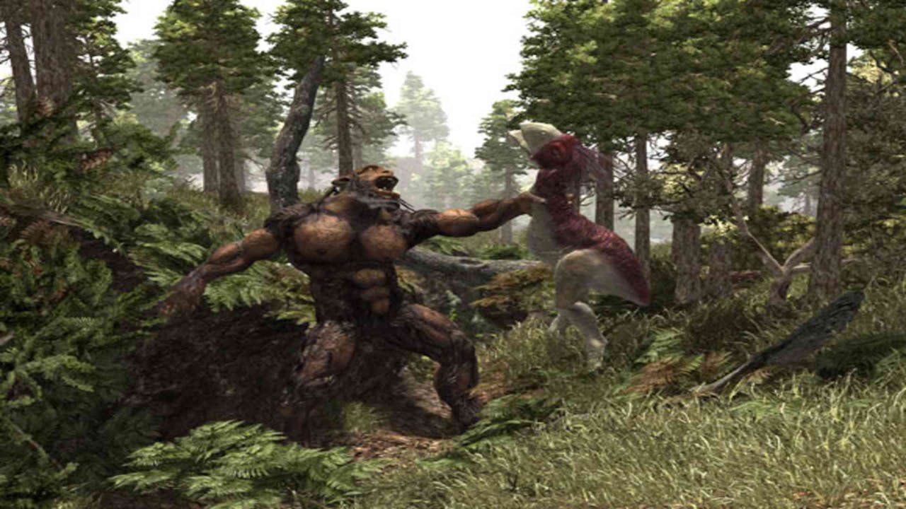 Monster attacking the player in Gothic.