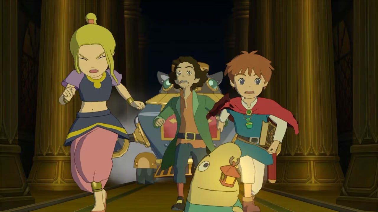 Ni No Kuni: Wrath of the White Witch Remastered characters run towards the camera.
