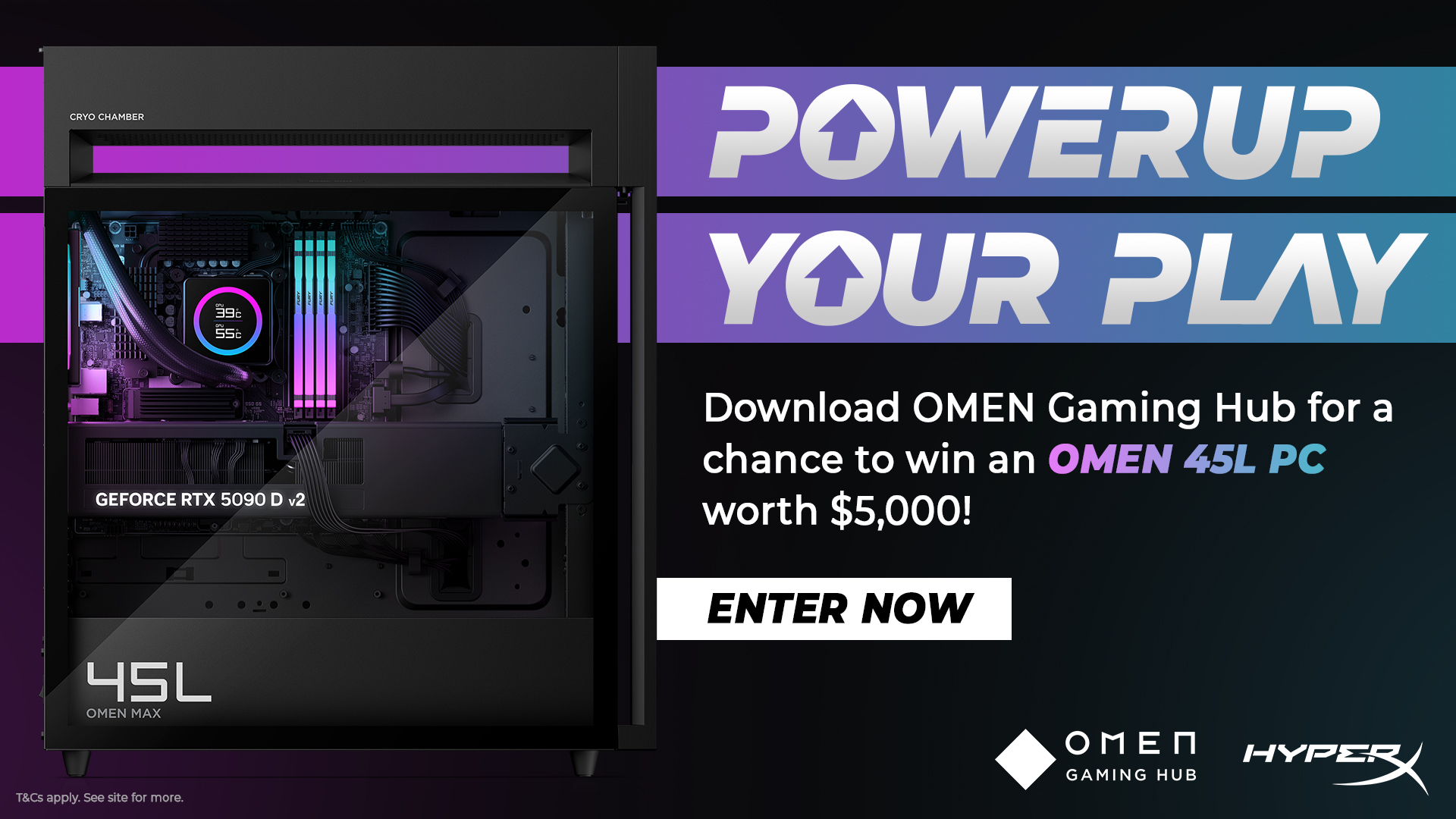 Download the Omen Gaming Hub for a chance to win a 45L Gaming PC